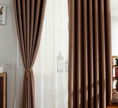 MÀN VẢI MÀU NÂU CẢN SÁNG + VOAN TRẮNG